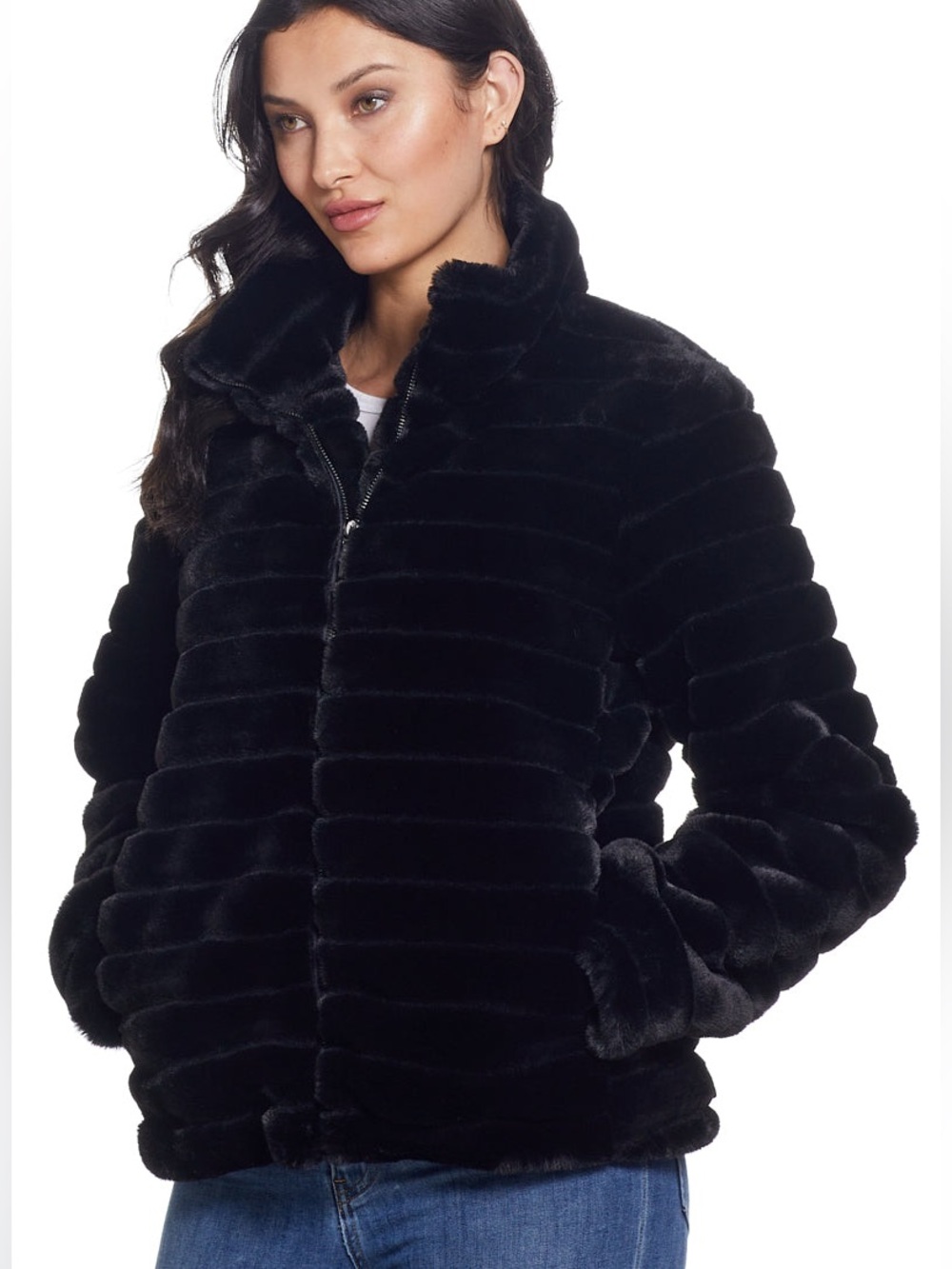 Weatherproof Faux Fur Coat Black